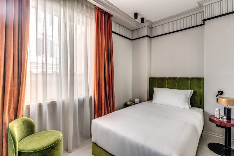 Single room in a boutique hotel in the center of Rome with single bed and designer furnishings – Hotel Santa Maria Maggiore, BZAR hotels in Rome